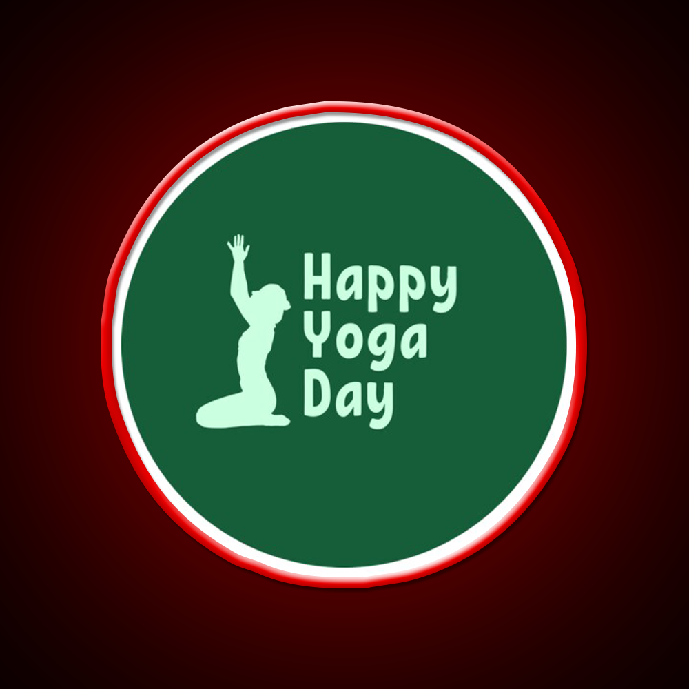 Happy Yoga Day Minimalist Green Yoga Led Neon Sign Rgb Color
