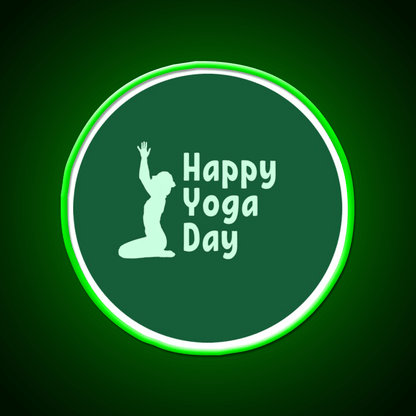 Happy Yoga Day Minimalist Green Yoga Led Neon Sign Rgb Color - Shineneon
