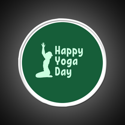 Happy Yoga Day Minimalist Green Yoga Led Neon Sign Rgb Color