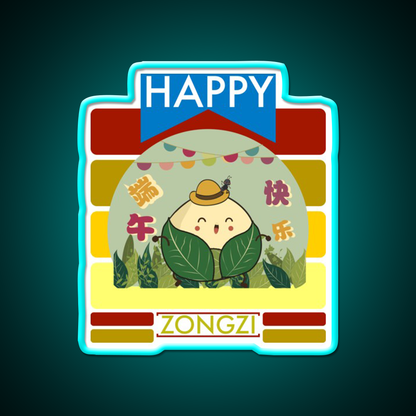 Happy Zongzi Led Neon Sign Chinese Food Rgb Color