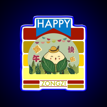 Happy Zongzi Led Neon Sign Chinese Food Rgb Color