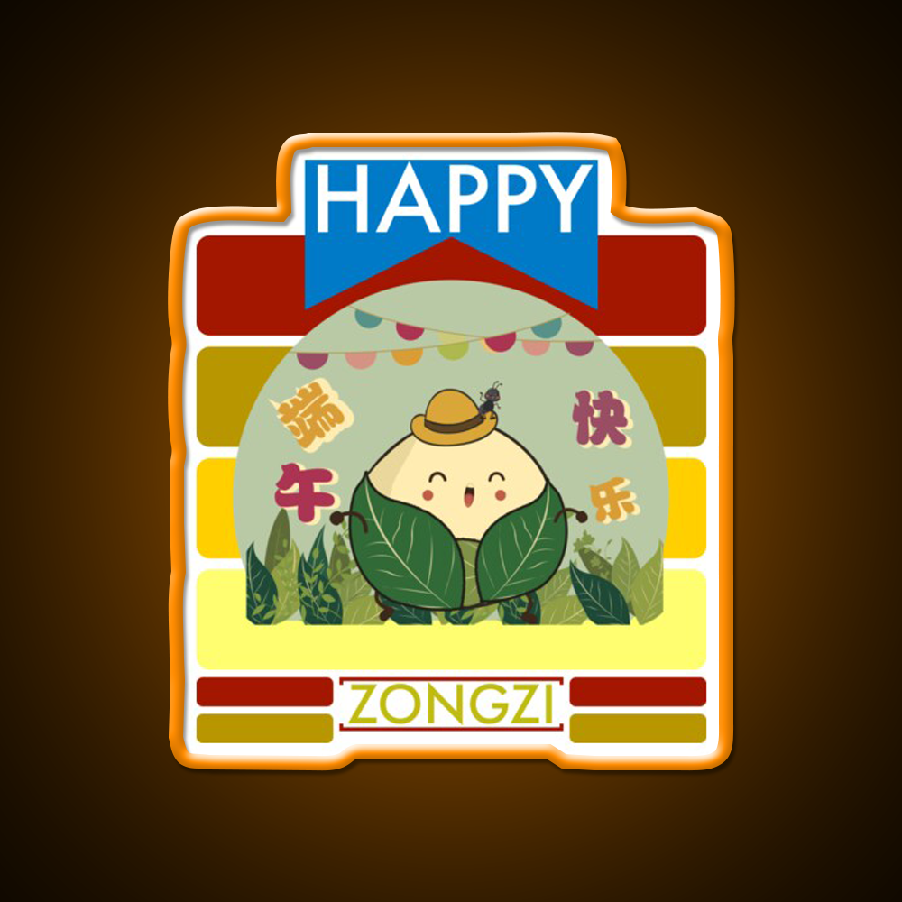Happy Zongzi Led Neon Sign Chinese Food Rgb Color