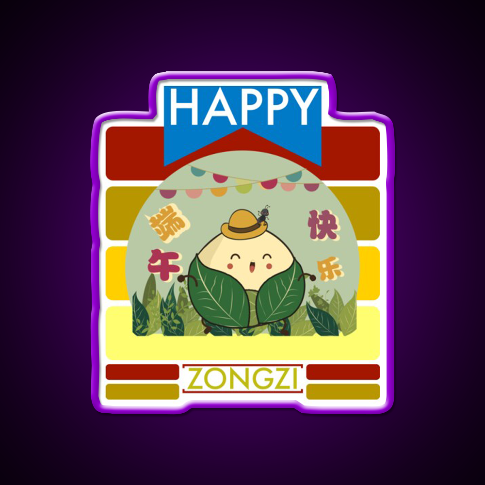 Happy Zongzi Led Neon Sign Chinese Food Rgb Color
