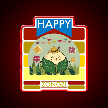 Happy Zongzi Led Neon Sign Chinese Food Rgb Color
