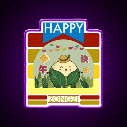 Happy Zongzi Led Neon Sign Chinese Food Rgb Color - Shineneon