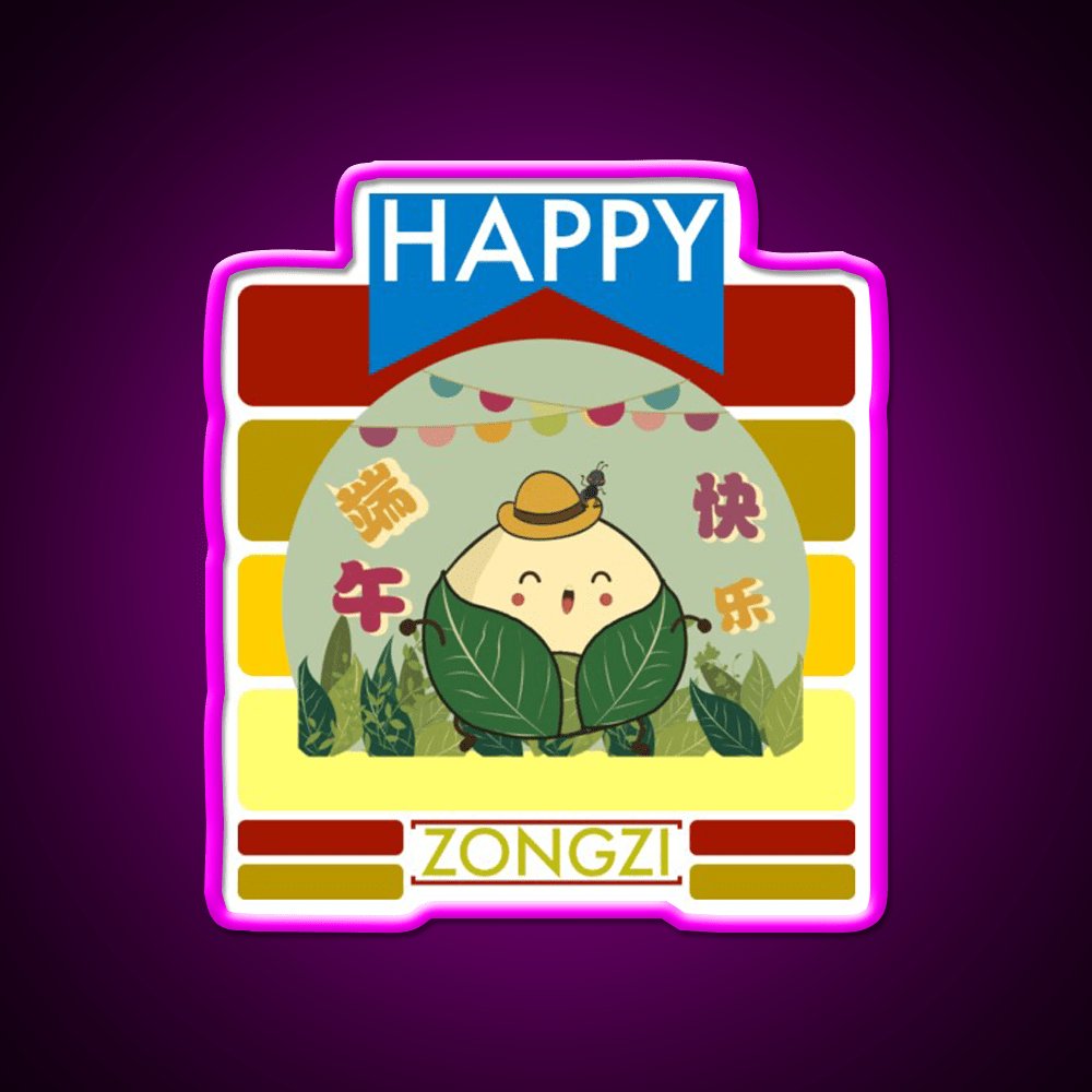 Happy Zongzi Led Neon Sign Chinese Food Rgb Color - Shineneon