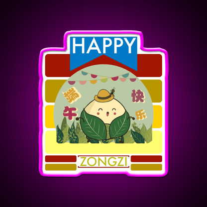 Happy Zongzi Led Neon Sign Chinese Food Rgb Color - Shineneon