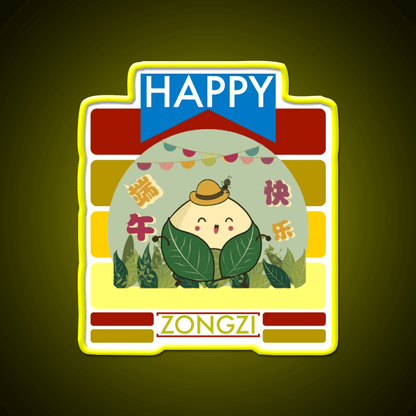 Happy Zongzi Led Neon Sign Chinese Food Rgb Color - Shineneon