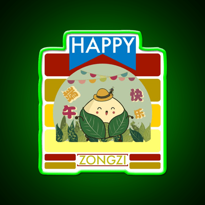 Happy Zongzi Led Neon Sign Chinese Food Rgb Color - Shineneon