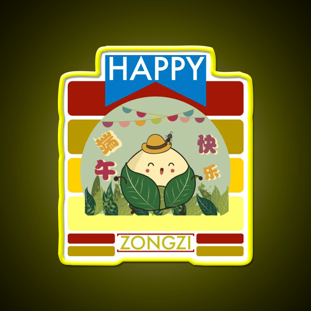 Happy Zongzi Led Neon Sign Chinese Food Rgb Color