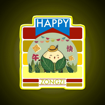 Happy Zongzi Led Neon Sign Chinese Food Rgb Color