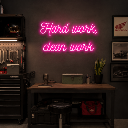 Hard Work Clean Work Wall Decor LED Neon Sign - 03 Real Lifestyle Scene