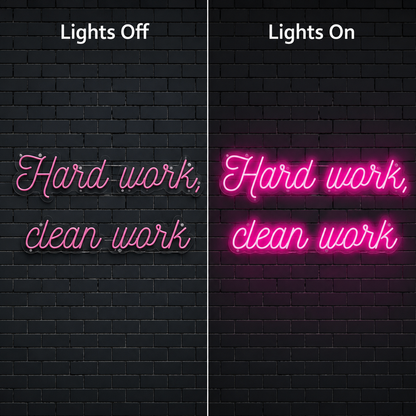 Hard Work Clean Work Wall Decor LED Neon Sign - 06 Day Night Comparison