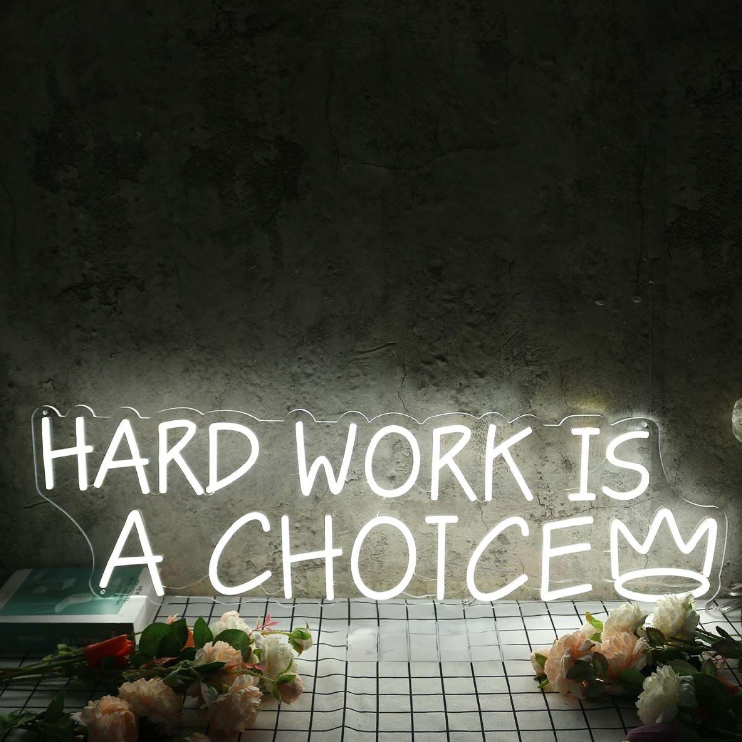 Hard Work Is A Choice White Led Neon Sign - Shineneon