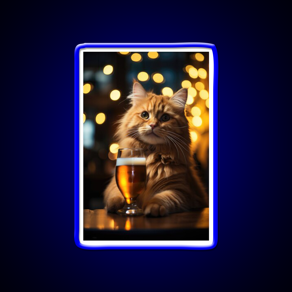 Hard Working Hard Drinking Cat Man Cave Bar Led Neon Sign Rgb Color