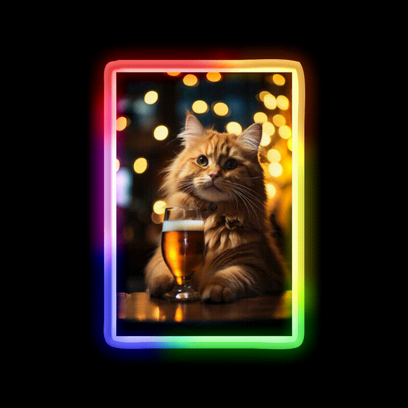 Hard Working Hard Drinking Cat Man Cave Bar Led Neon Sign Rgb Color