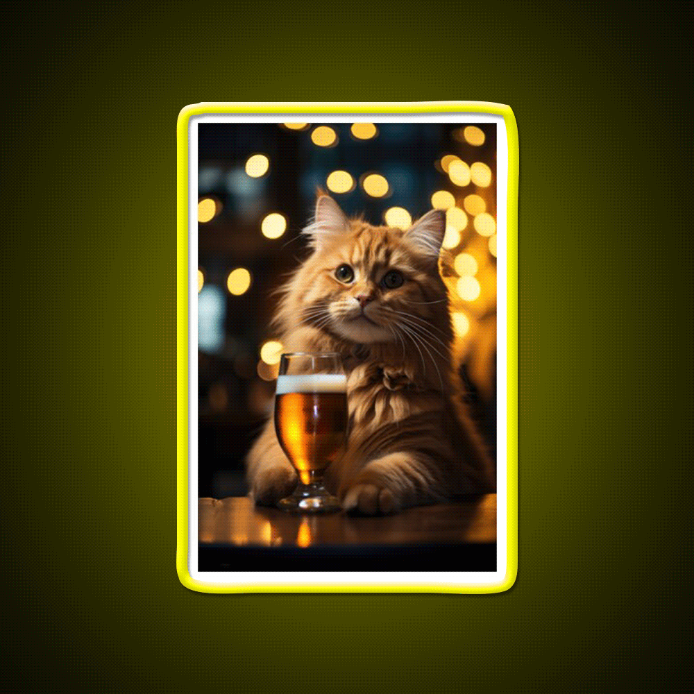 Hard Working Hard Drinking Cat Man Cave Bar Led Neon Sign Rgb Color