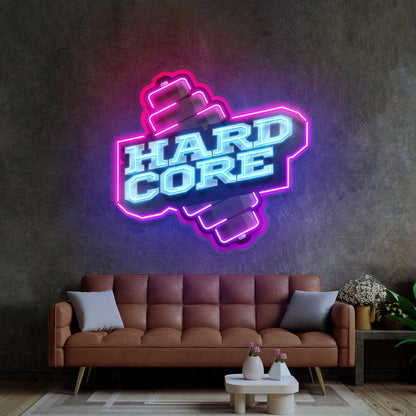 Hardcore Dumbbell Blue-Pink Uv Printed Led Neon Sign For Gym Wall Decor | Shineneon