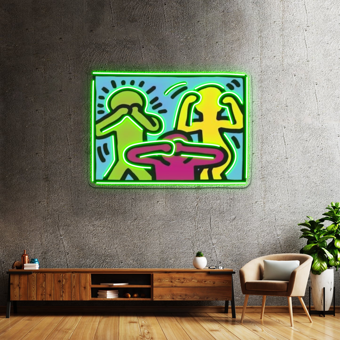 Haring Copy Artwork Large Neon Signs