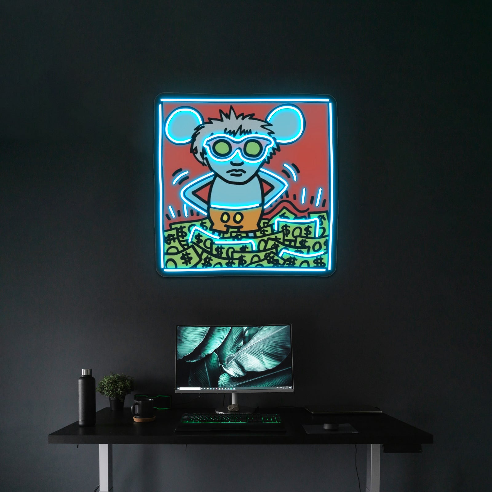 Haring Pop Artwork Large Neon Signs - Size and dimension reference
