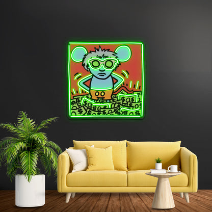 Haring Pop Artwork Large Neon Signs