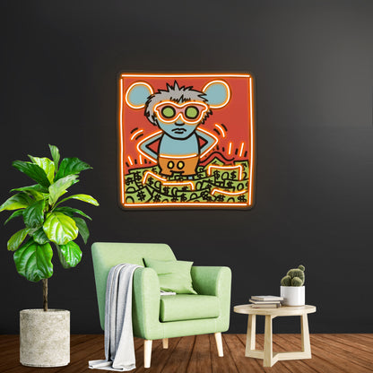 Haring Pop Artwork Large Neon Signs - LED neon sign view 6