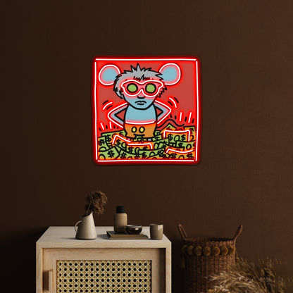 Haring Pop Artwork Large Neon Signs - Custom LED neon sign front view