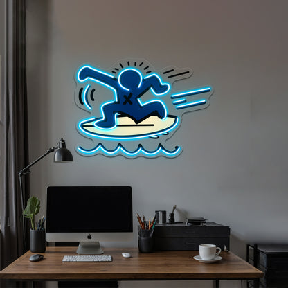 Haring Surfing Wall Artwork Neon Signs