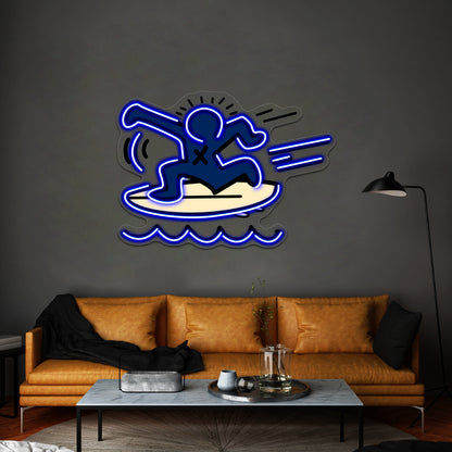 Haring Surfing Wall Artwork Neon Signs