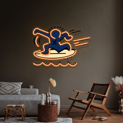 Haring Surfing Wall Artwork Neon Signs