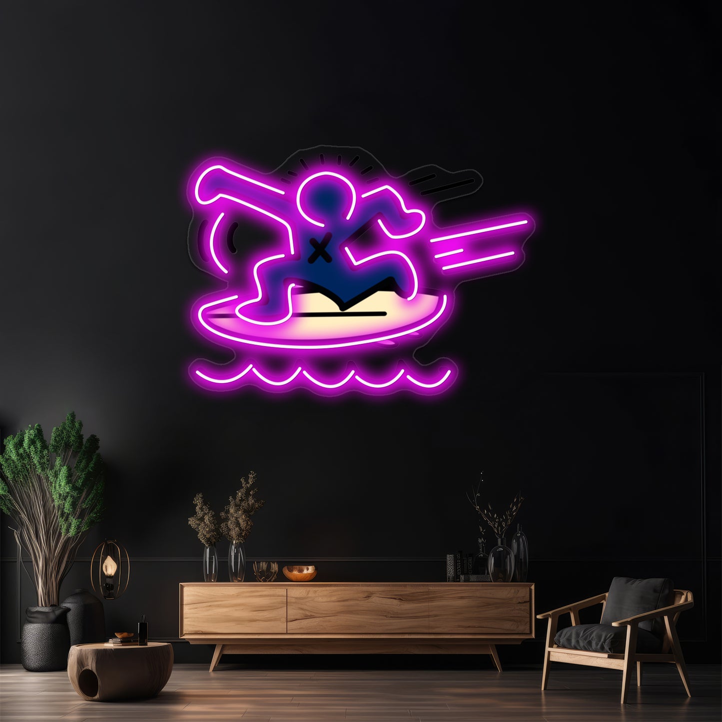 Haring Surfing Wall Artwork Neon Signs