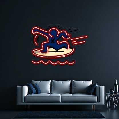 Haring Surfing Wall Artwork Neon Signs