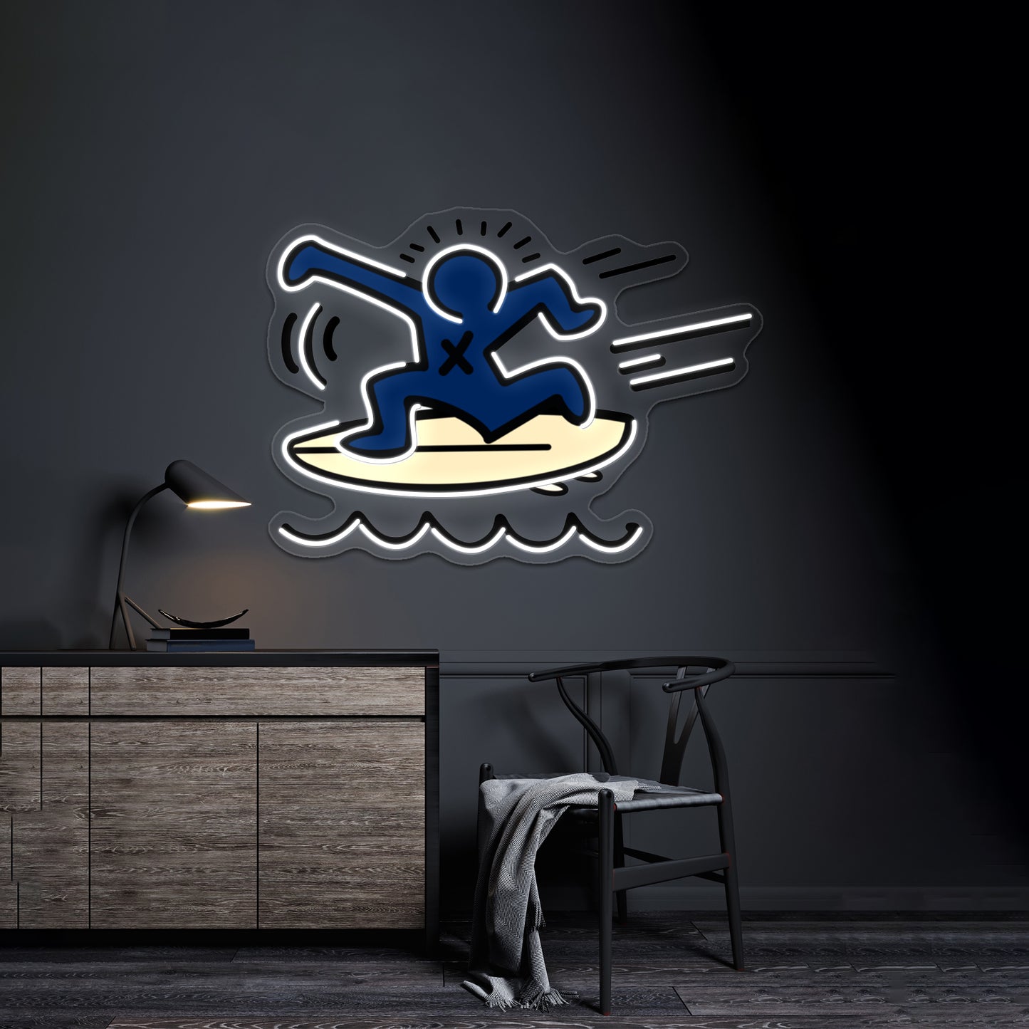 Haring Surfing Wall Artwork Neon Signs