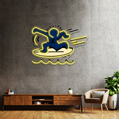 Haring Surfing Wall Artwork Neon Signs