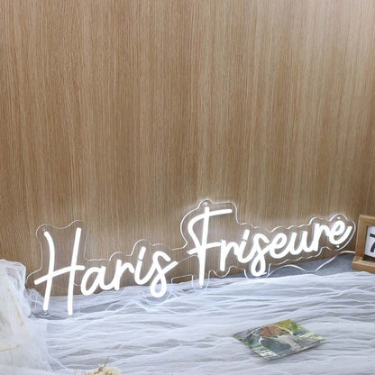 Haris Friseure White Led Neon Sign - Shineneon
