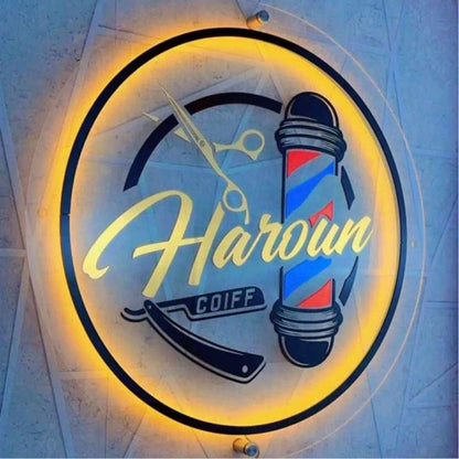 Haroun Barber Shop Acrylic Business Logo Sign - Shineneon