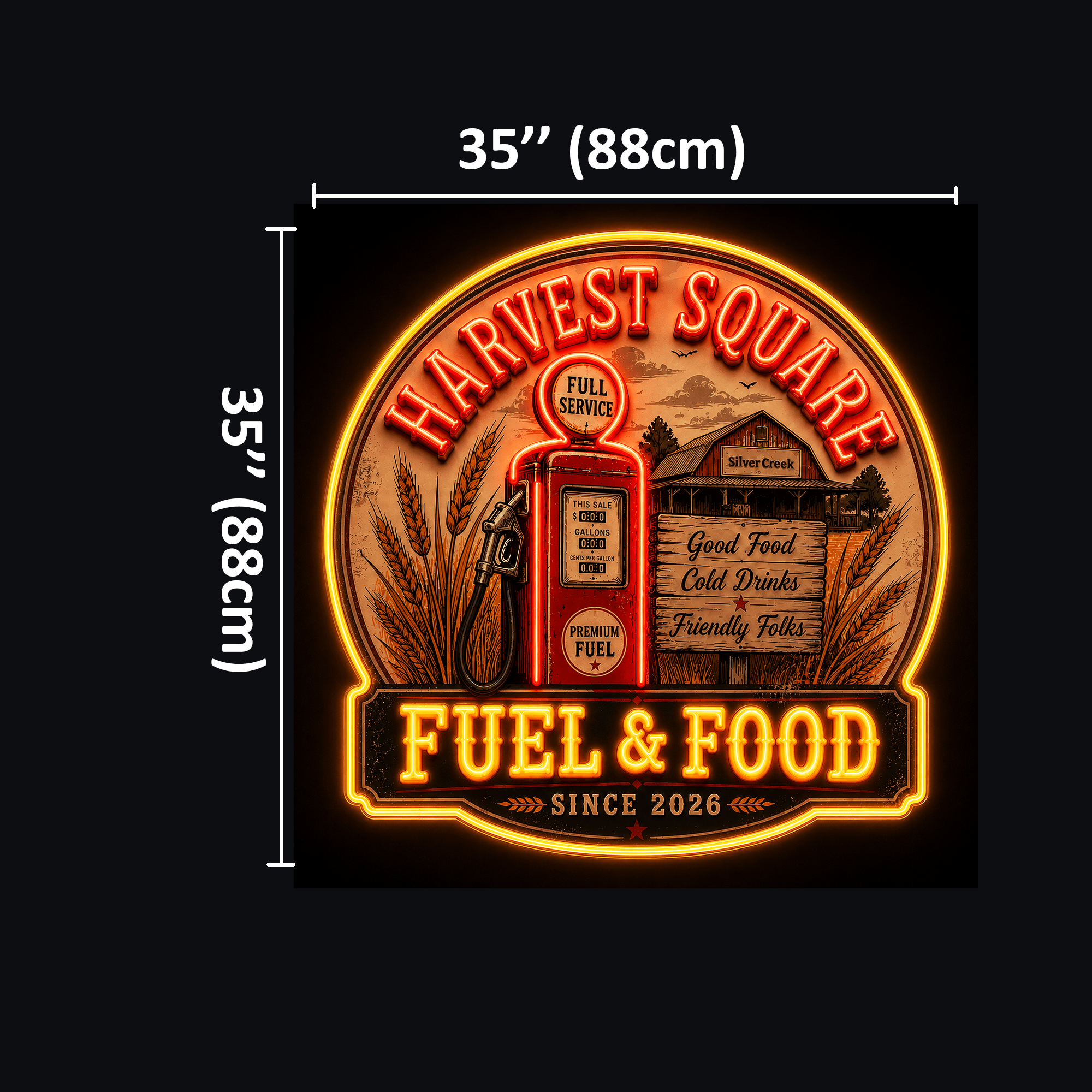 HARVEST SQUARE FUEL & FOOD Custom LED Neon Sign Waterproof - Shineneon