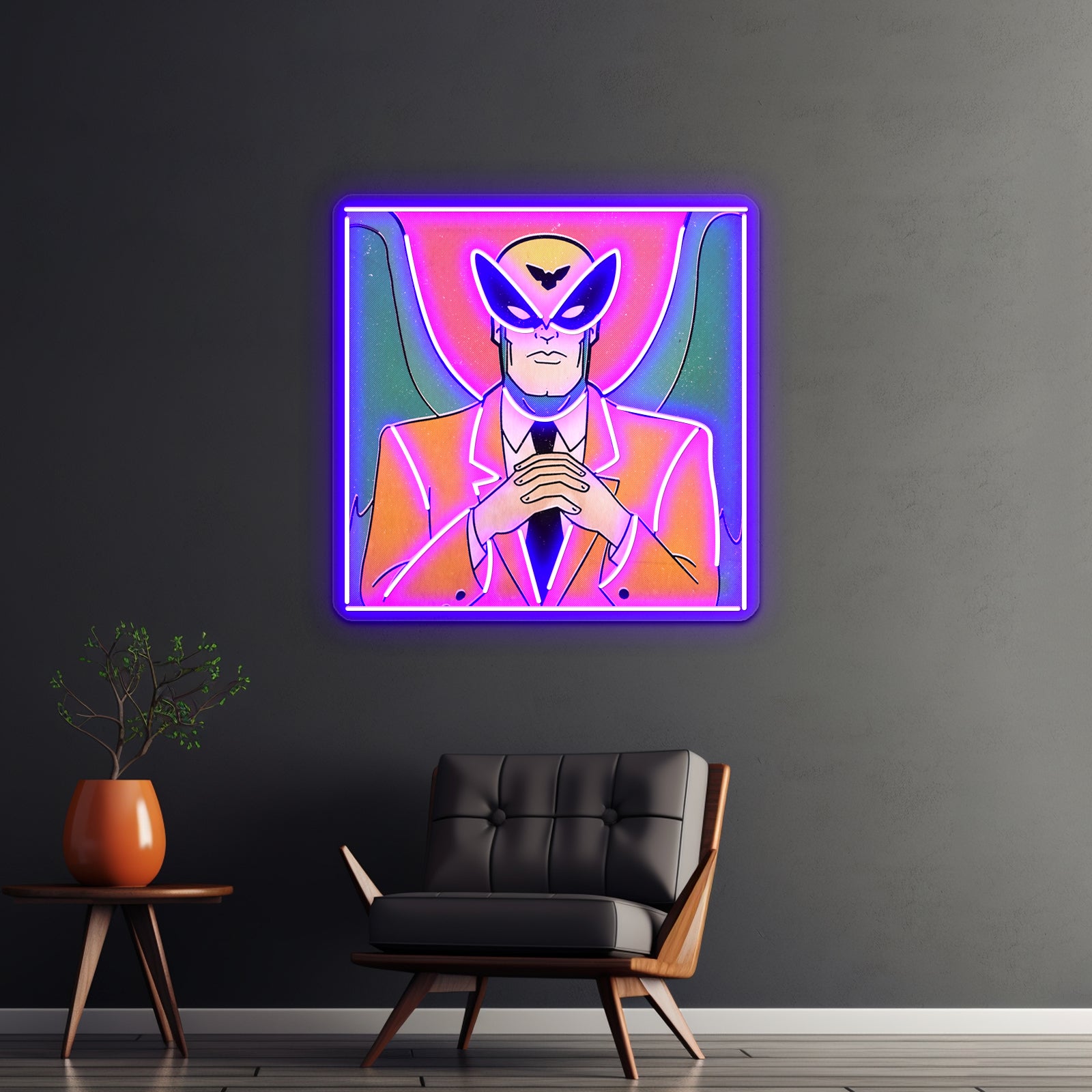 Harvey Birdman Attorney In Pop Artwork Large Neon Signs - Neon sign mounted on wall in room