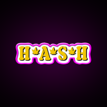 Hash Mash Hemp Inspired Green Leaf Led Neon Sign Rgb Color - Neon sign mounted on wall in room