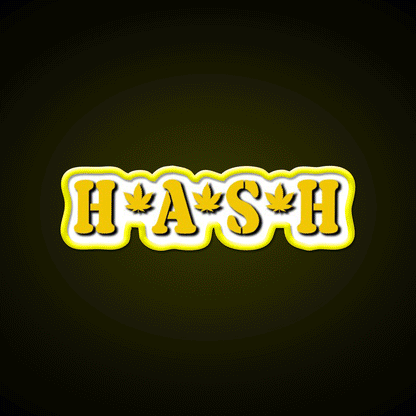 Hash Mash Hemp Inspired Green Leaf Led Neon Sign Rgb Color - Custom LED neon sign front view