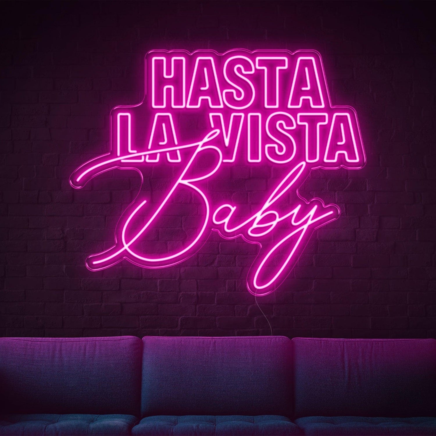 Hasta La Vista Baby Blue Led Neon Sign Modern Contrast Fonts For Home Lounge | Shineneon