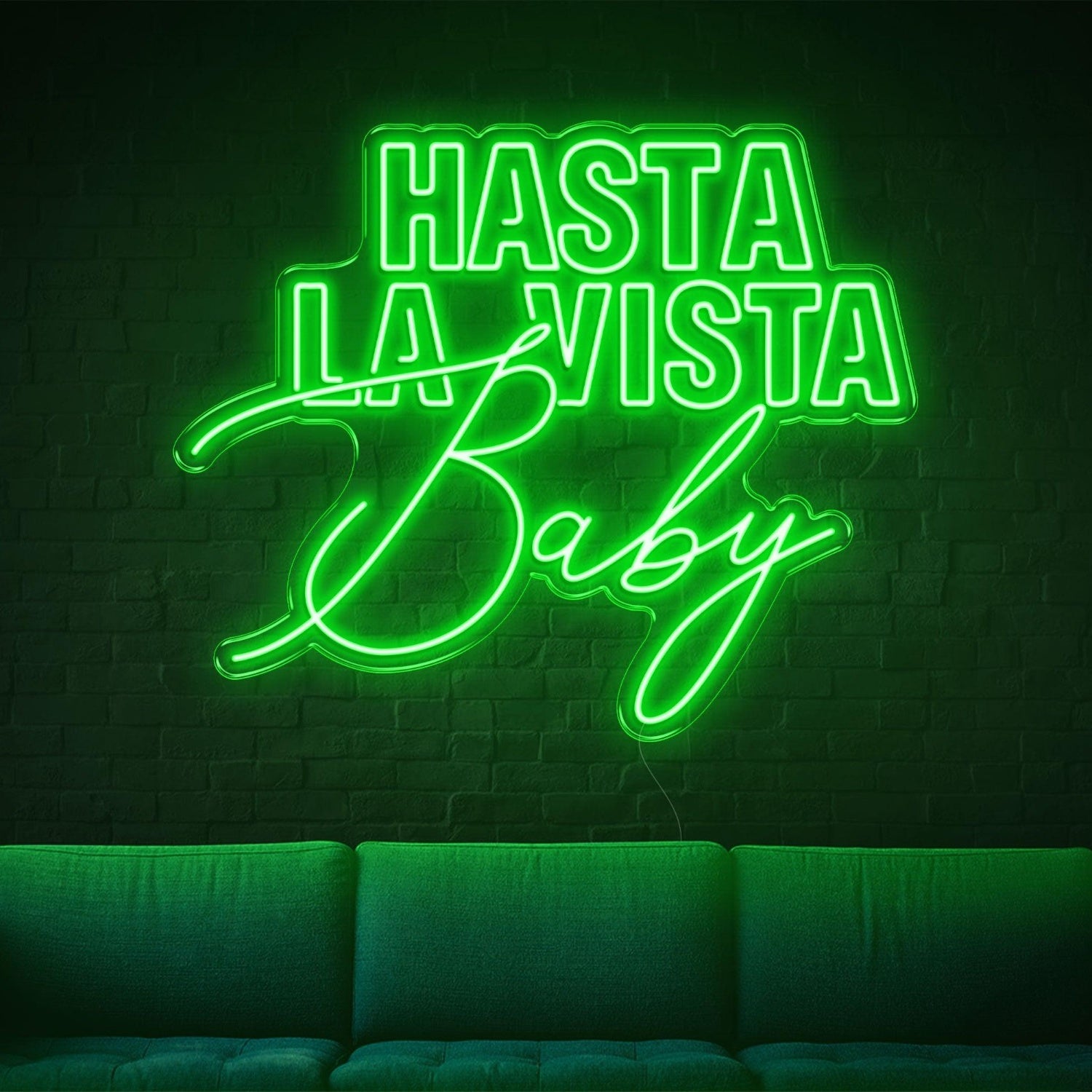 Hasta La Vista Baby Blue Led Neon Sign Modern Contrast Fonts For Home Lounge | Shineneon