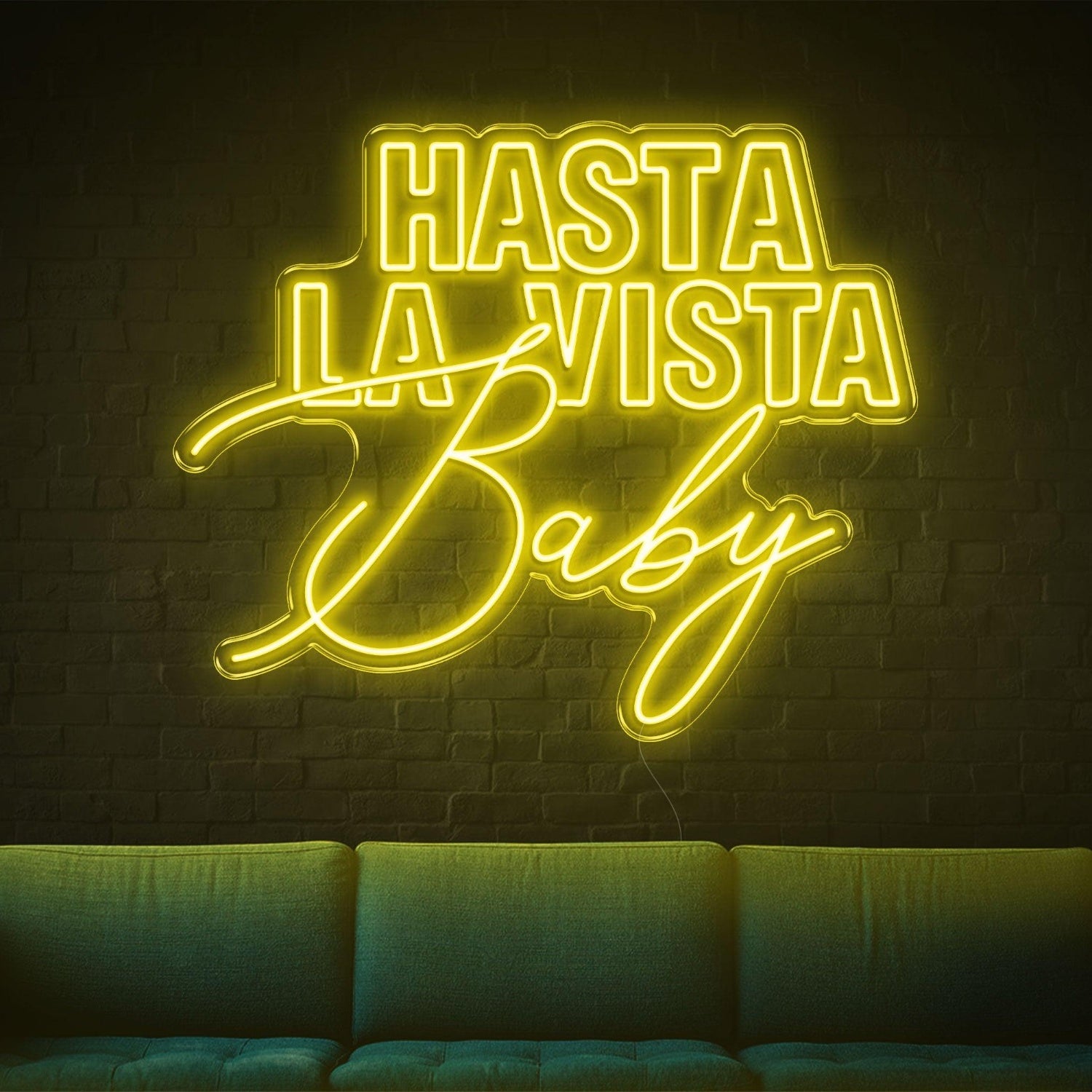 Hasta La Vista Baby Blue Led Neon Sign Modern Contrast Fonts For Home Lounge | Shineneon