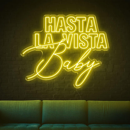 Hasta La Vista Baby Blue Led Neon Sign Modern Contrast Fonts For Home Lounge | Shineneon