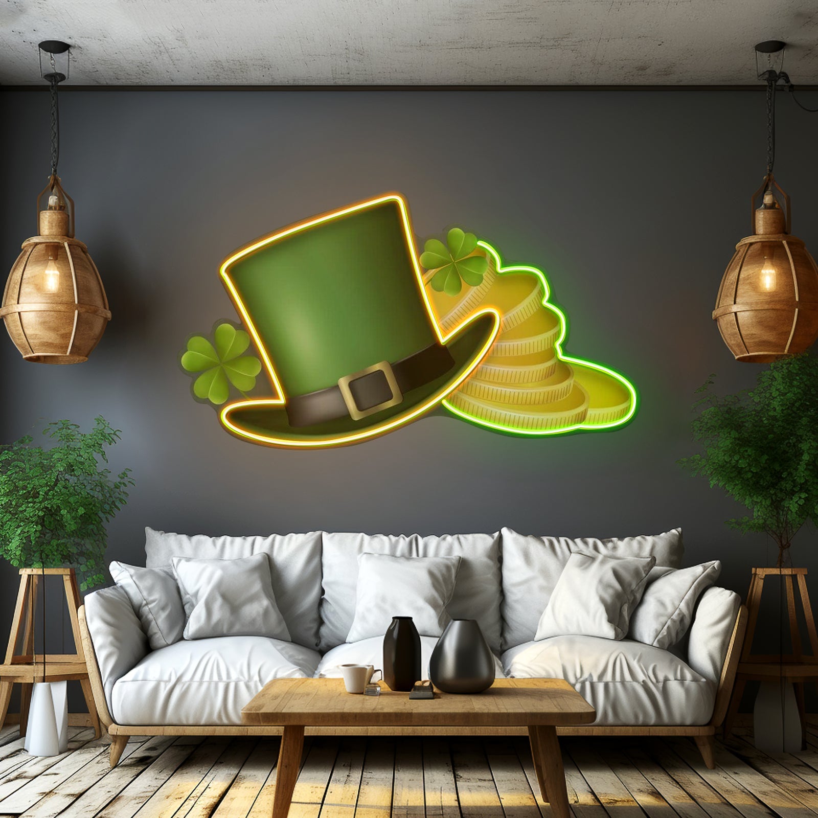 Hat On Gold Saint Patrick Day Led Signs Wall Art - Shineneon