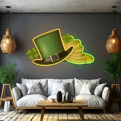 Hat On Gold Saint Patrick Day Led Signs Wall Art - Shineneon