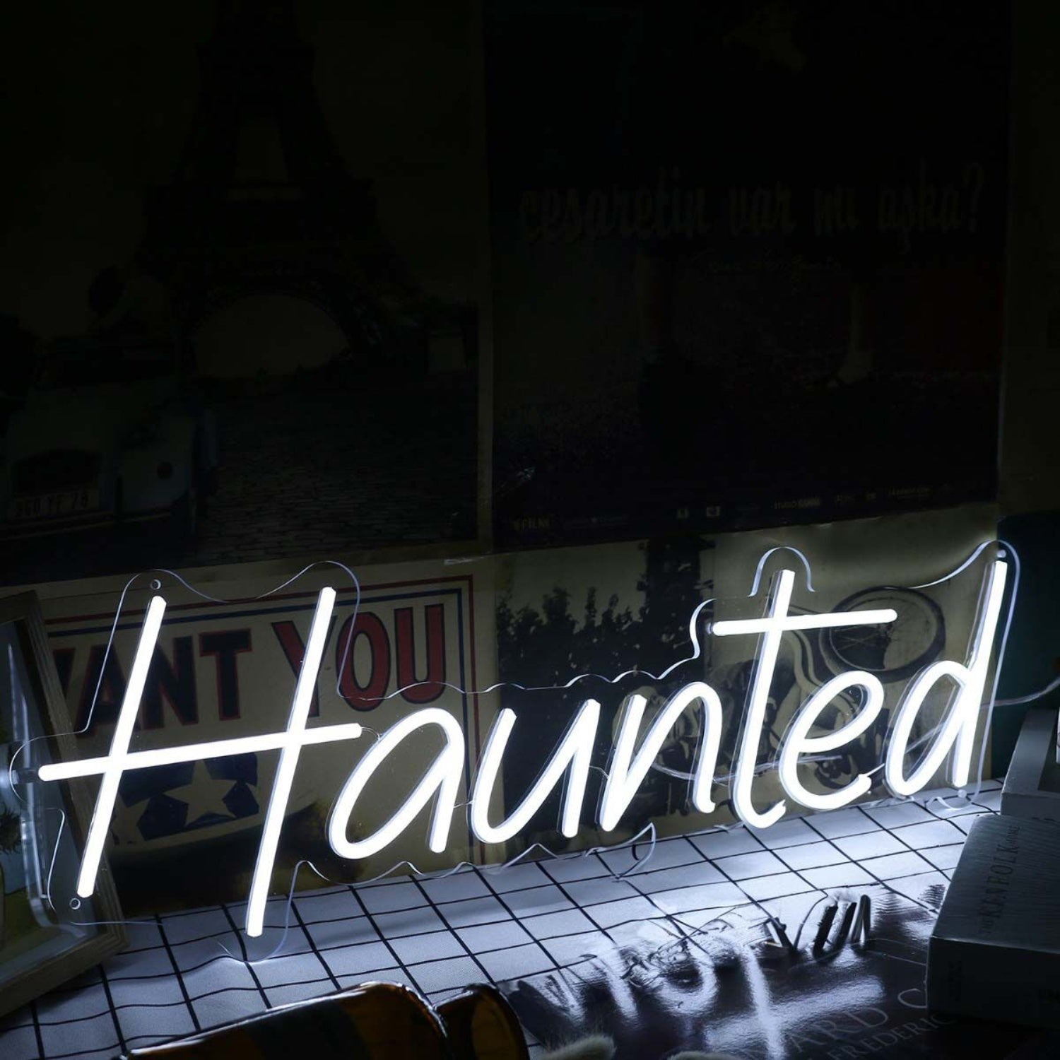Haunted White Led Neon Sign - Shineneon