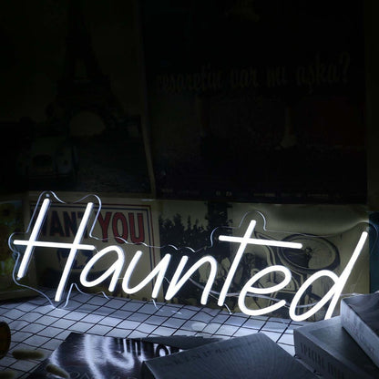 Haunted White Led Neon Sign - Shineneon