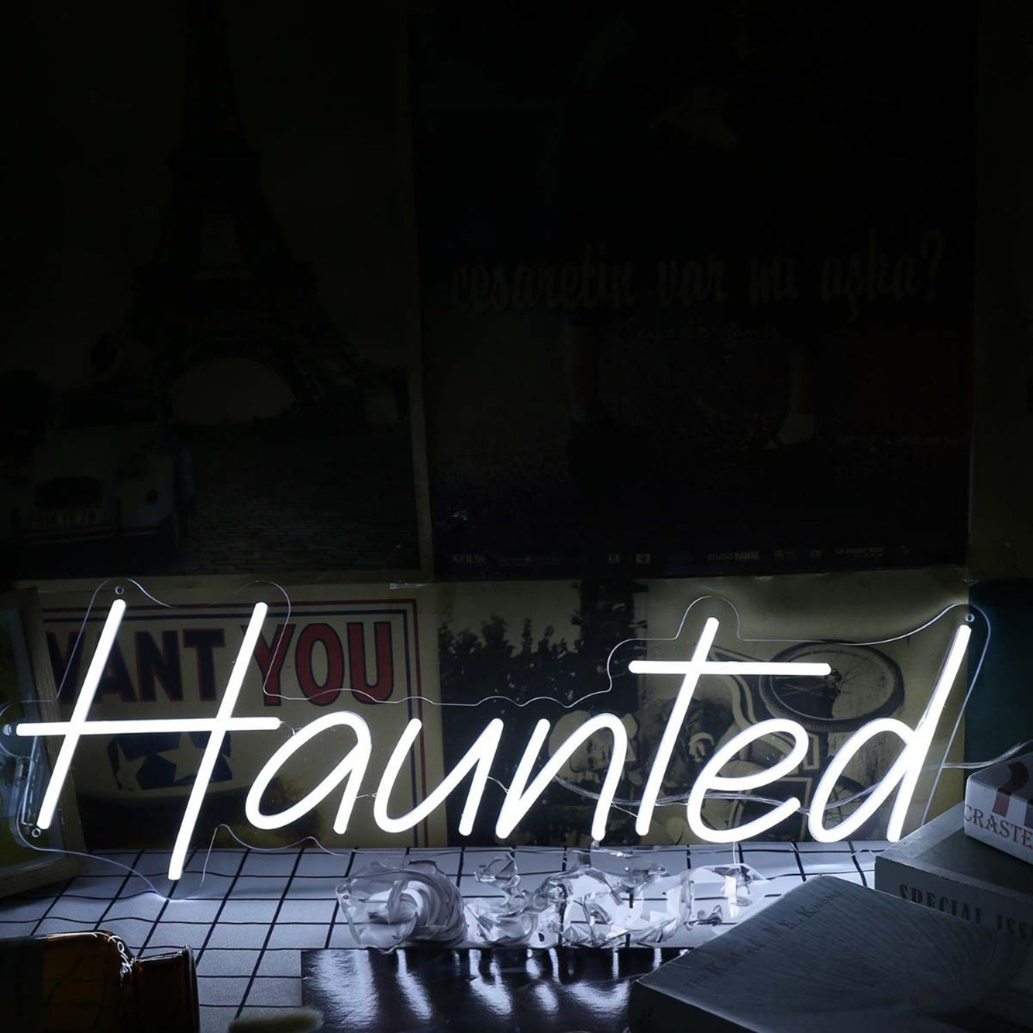 Haunted White Led Neon Sign - Shineneon