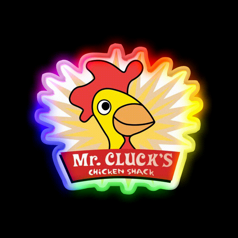 Have A Cluckity Cluck Cluck Day Fast Food Led Neon Sign For Burger Place Rgb Color - LED neon sign close-up detail